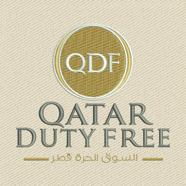 Qatar Duty Free Gold Roundel Logo Embroidery Design