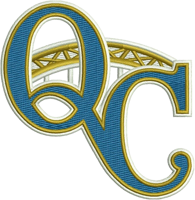 Quad Cities River Bandits QC cap logo embroidery design shown stitched on fabric