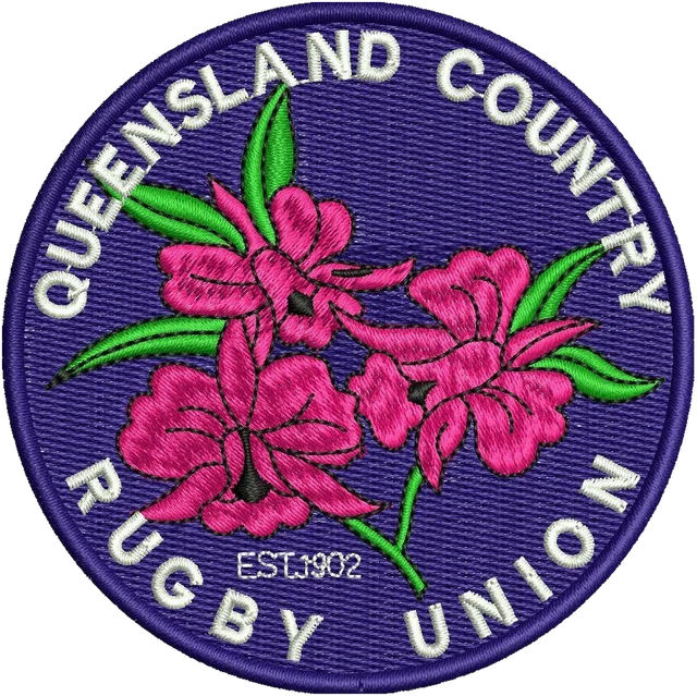 Stickdatei Queensland Country Rugby Union Logo Stickdatei auf Stoff gestickt
