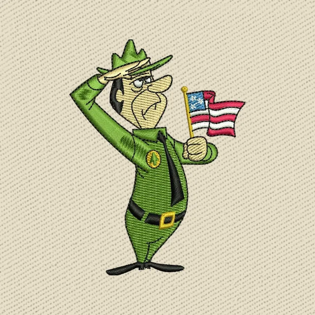 Disegno da ricamo Ranger Smith saluta con bandiera USA