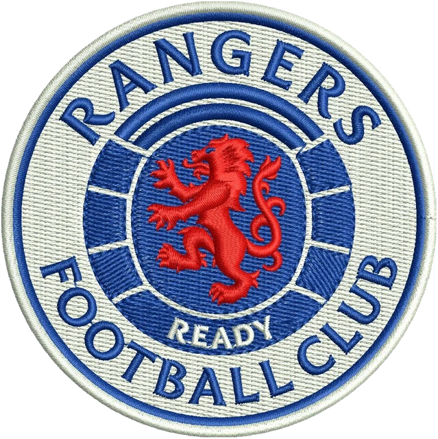 Rangers Football Club Logo Embroidery Design embroidery design shown stitched on fabric