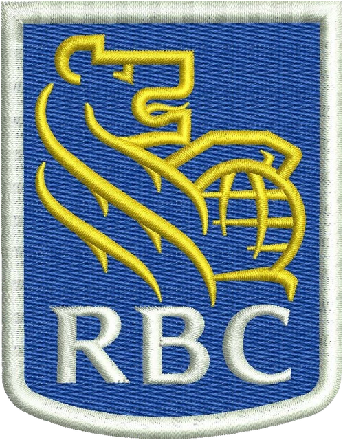 Ricamo Logo RBC Royal Bank 3 su tessuto