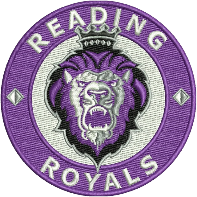 Reading Royals Logo EHC Team Logo Embroidery Design embroidery design shown stitched on fabric