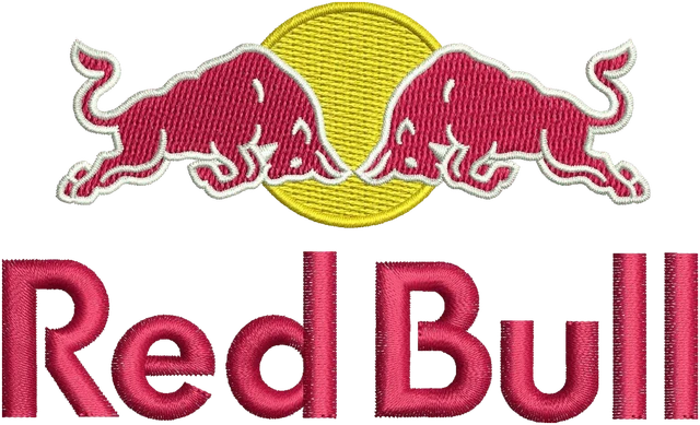 Diseño de bordado Red Bull logotipo 2 sobre tela