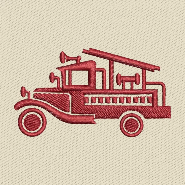 Diseño de bordado Camión de bomberos rojo vintage de lado