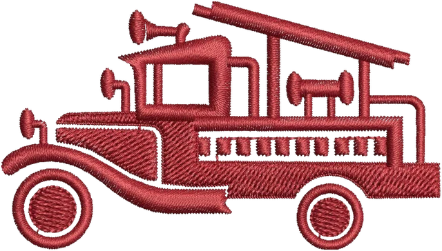 Motif de broderie Motif de broderie Camion de pompiers rouge vintage de côté brodé sur tissu