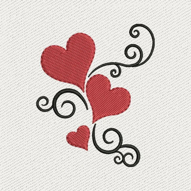 Red Hearts Embroidery Design