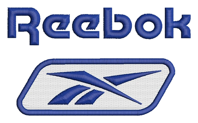 Stickdatei Reebok Logo 4 Stickdatei auf Stoff gestickt