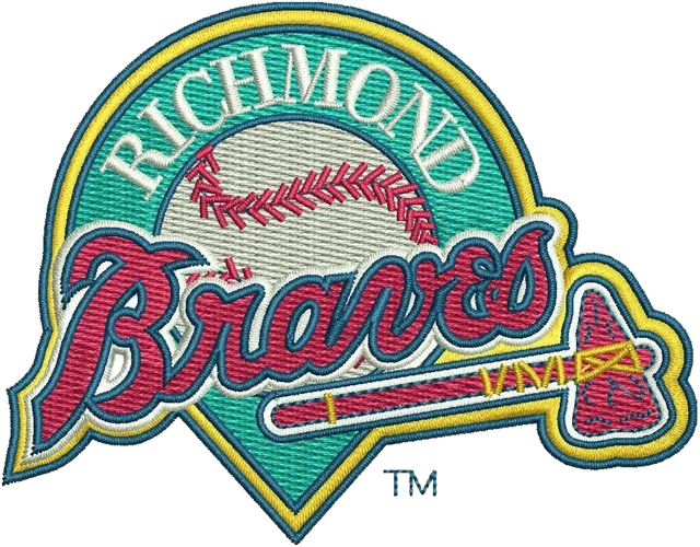 Stickdatei Richmond Braves Baseball-Rautenwappen Stickdatei auf Stoff gestickt