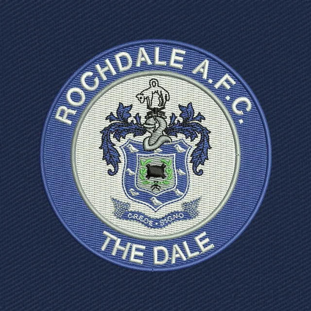 Motif de broderie écusson rond bleu Rochdale AFC