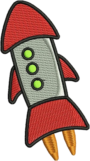 Stickdatei Rocket 2 Stickdatei auf Stoff gestickt