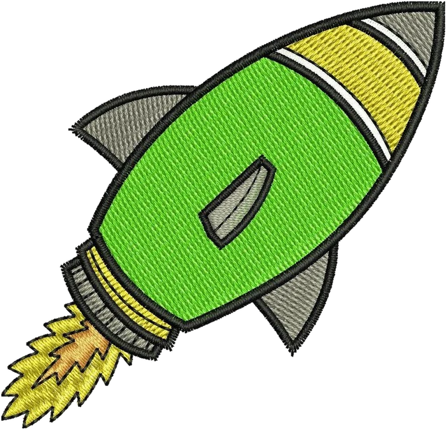 Stickdatei Rocket 4 Stickdatei auf Stoff gestickt
