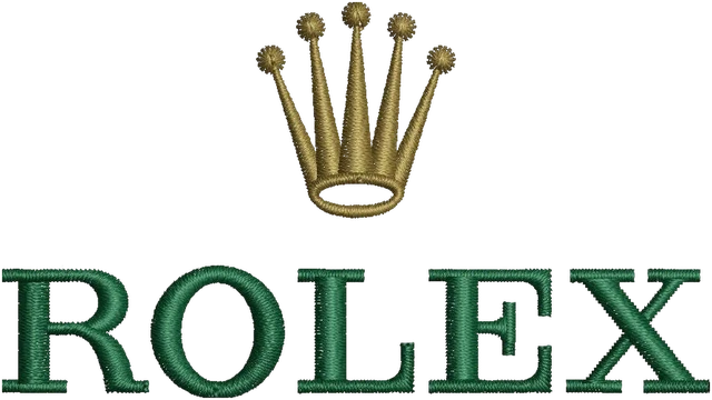 Rolex Logo Embroidery Design embroidery design shown stitched on fabric