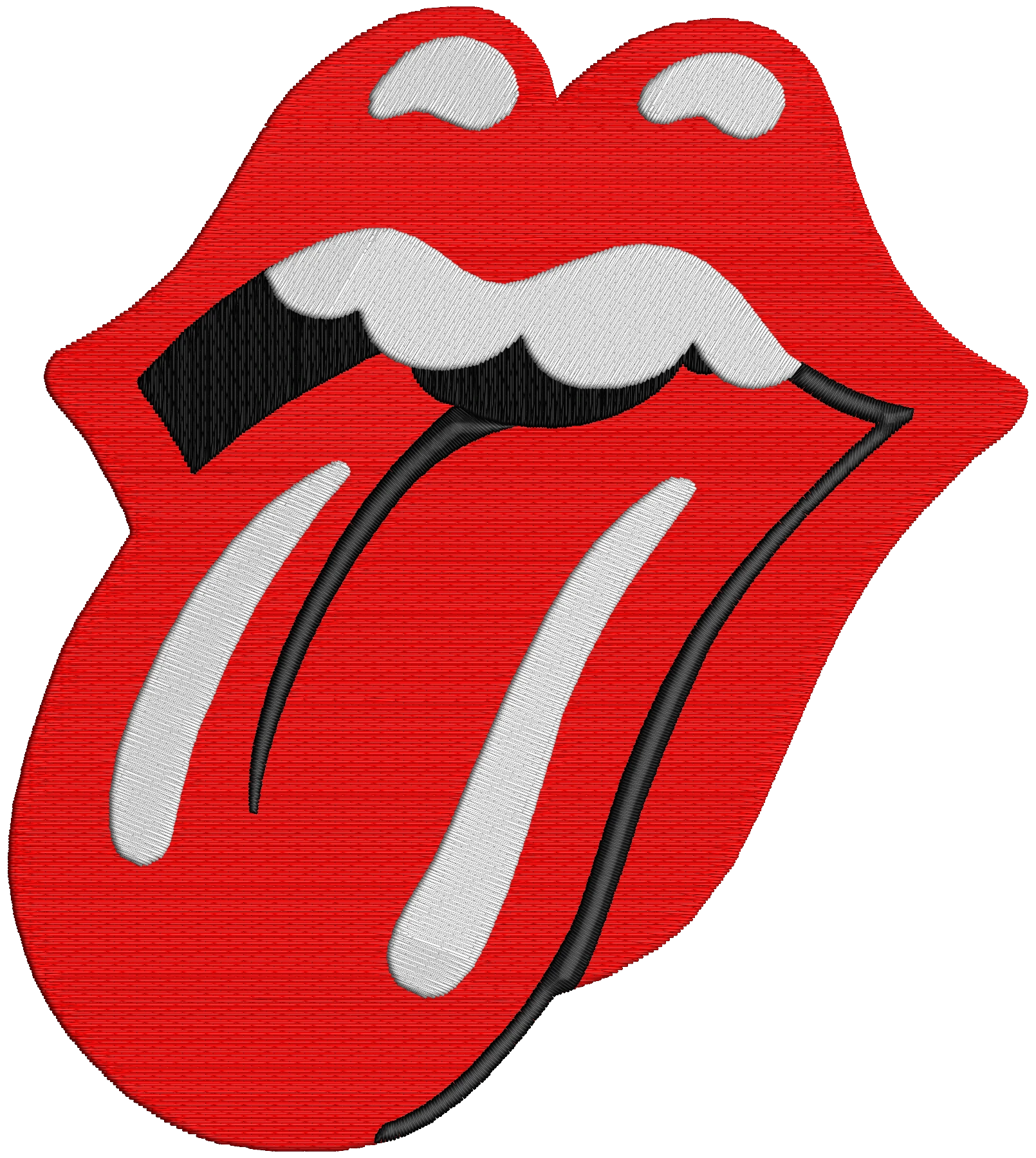 Motif de broderie Rolling Stones tongue brodé sur tissu