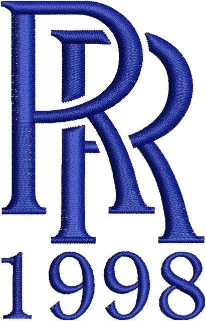 Ricamo Monogramma RR 1998 Rolls-Royce su tessuto