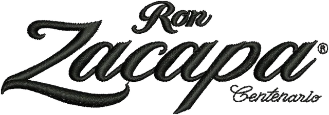 Ricamo Disegno da ricamo scritta nera Ron Zacapa Centenario su tessuto