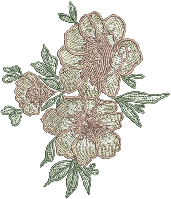 Diseño de bordado Flor de rosa sobre tela