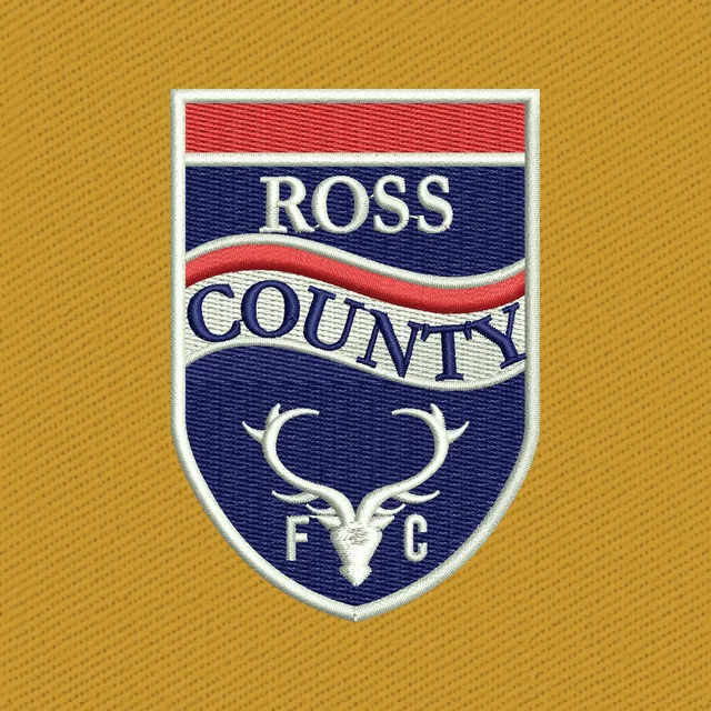 Ross County Red Blue Stag Shield Embroidery Design
