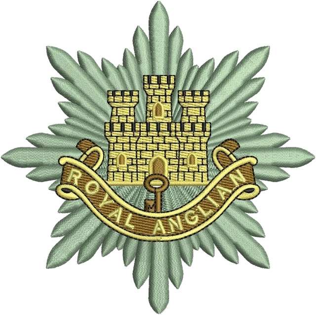 Motif de broderie Royal Anglian Regiment logo brodé sur tissu