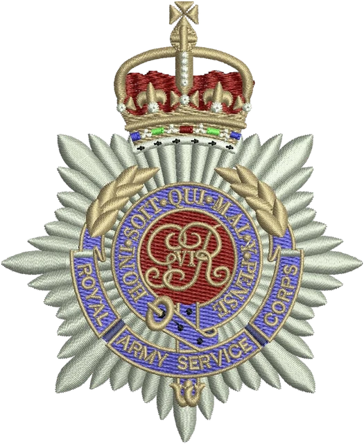 Royal Army Service Corps Crown Star Badge Embroidery Design embroidery design shown stitched on fabric