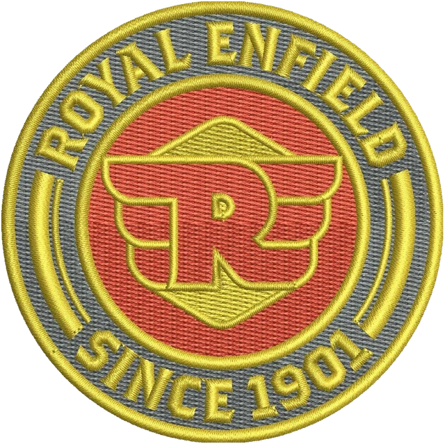 Motif de broderie Motif de broderie emblème rond Royal Enfield 1901 brodé sur tissu