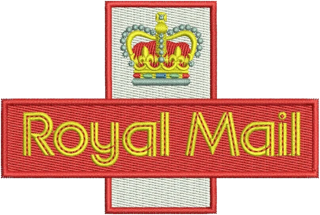 Royal Mail Logo Embroidery Design embroidery design shown stitched on fabric