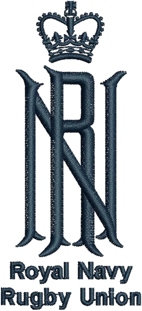 Stickdatei Royal Navy Rugby Union Monogramm auf Stoff gestickt