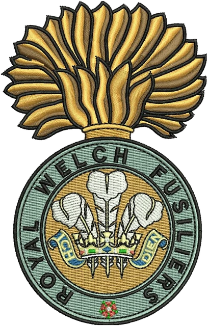 Motif de broderie Royal Welch Fusiliers Insigne à plume brodé sur tissu