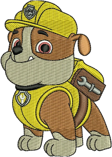 Rubble Paw Patrol Embroidery Design embroidery design shown stitched on fabric