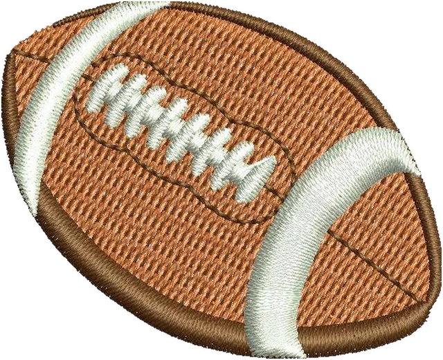 Diseño de bordado Diseño de bordado Balón de rugby marrón con cordones blancos sobre tela