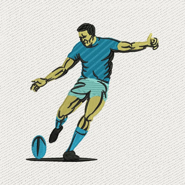 Rugby Player Kicking the Ball Stickdatei