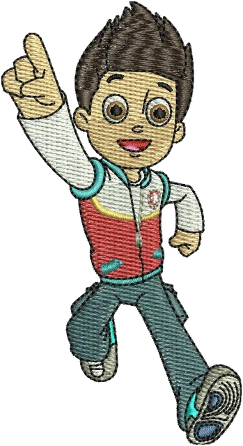 Ryder Paw Patrol Embroidery Design embroidery design shown stitched on fabric