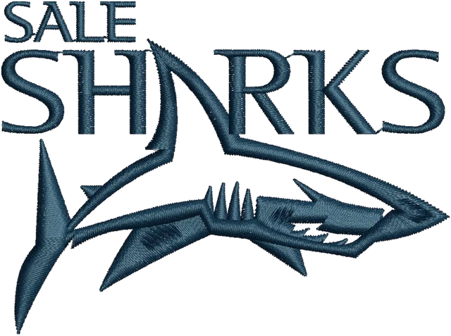 Diseño de bordado Logotipo de rugby de Sale Sharks sobre tela