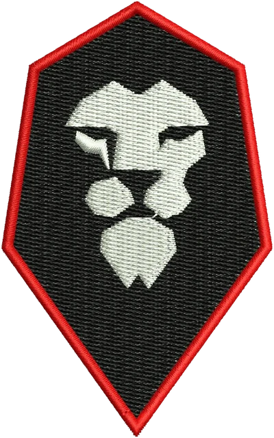 Ricamo Disegno da ricamo scudo nero leone Salford City su tessuto