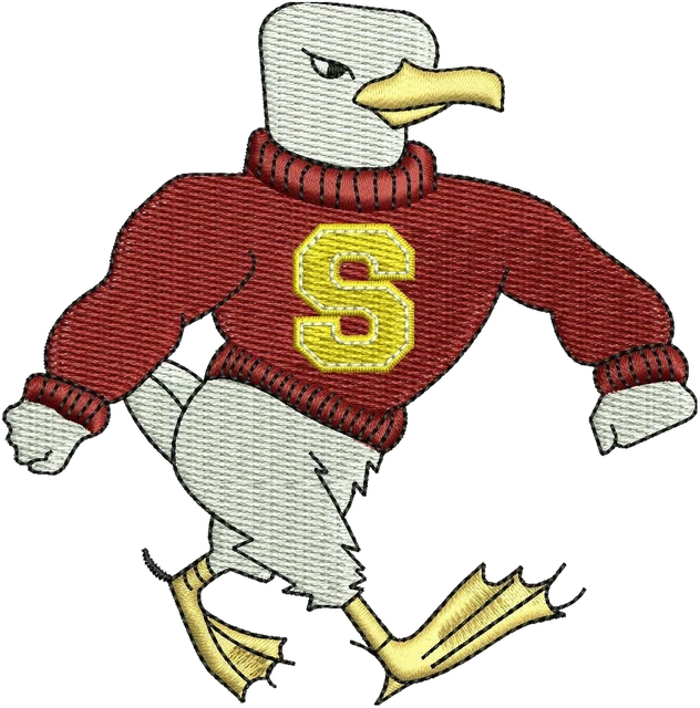 Salisbury University Seagulls Embroidery Design embroidery design shown stitched on fabric