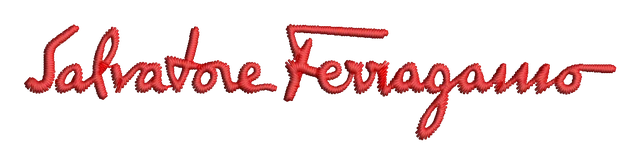 Salvatore Ferragamo Logo Embroidery Design embroidery design shown stitched on fabric