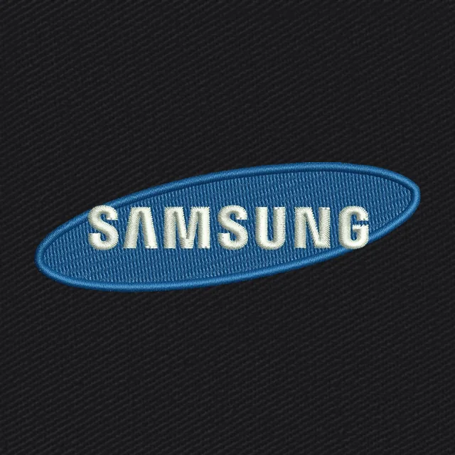 Diseño de bordado del logo ovalado azul Samsung