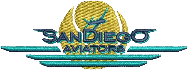San Diego Aviators Logo Embroidery Design embroidery design shown stitched on fabric