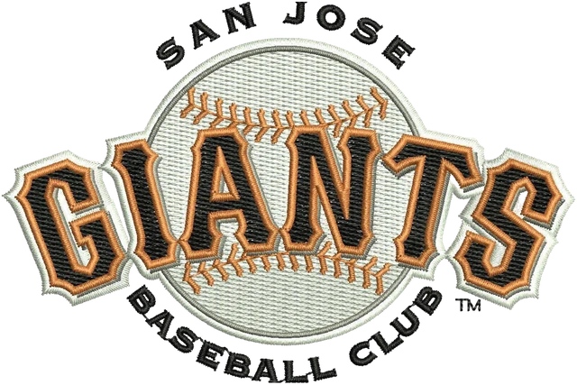 San Jose Giants Baseball Wordmark Embroidery Design embroidery design shown stitched on fabric