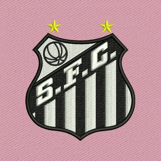Santos FC Black and White Crest Embroidery Design