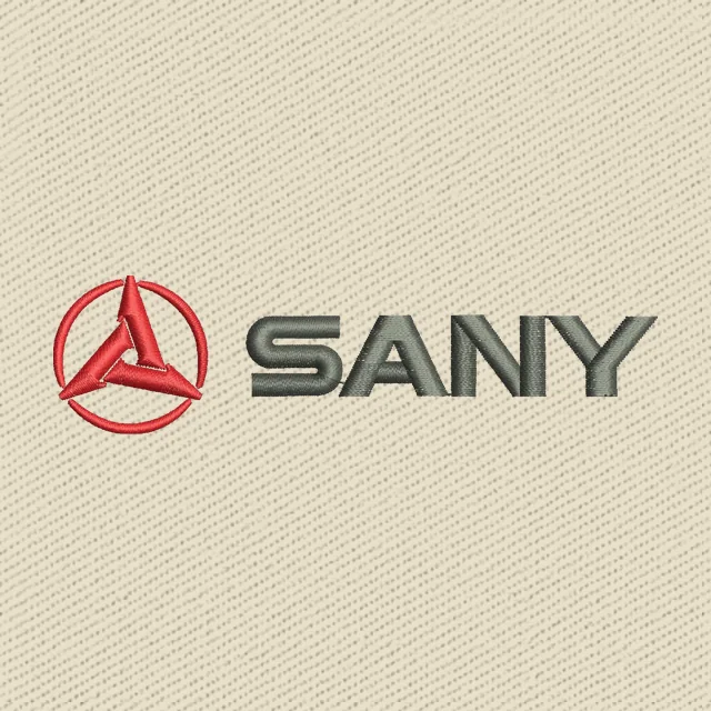 Motif de broderie SANY emblème rouge et texte 2
