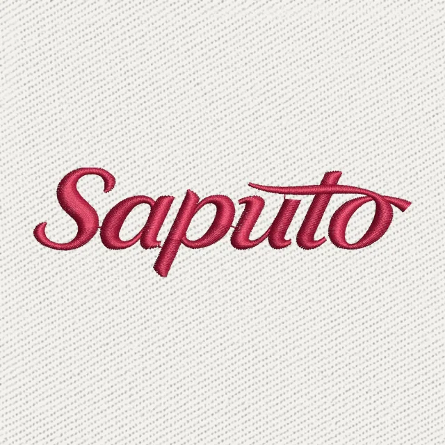 Saputo Red Script Wordmark Embroidery Design
