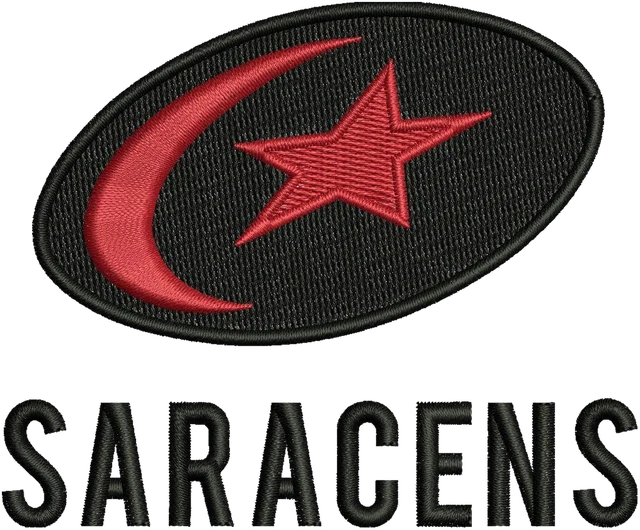 Diseño de bordado Saracens Rugby Club logotipo sobre tela