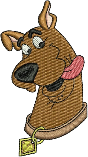Diseño de bordado Scooby-Doo Cabeza con placa del collar sobre tela