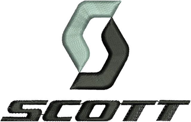 Scott Dirt Bike Racing Logo Embroidery Design embroidery design shown stitched on fabric