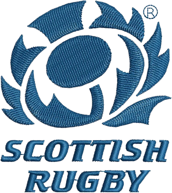 Diseño de bordado Logotipo del rugby escocés sobre tela