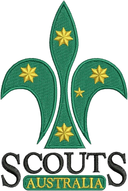 Stickdatei Scouts Australia Lilienlogo auf Stoff gestickt
