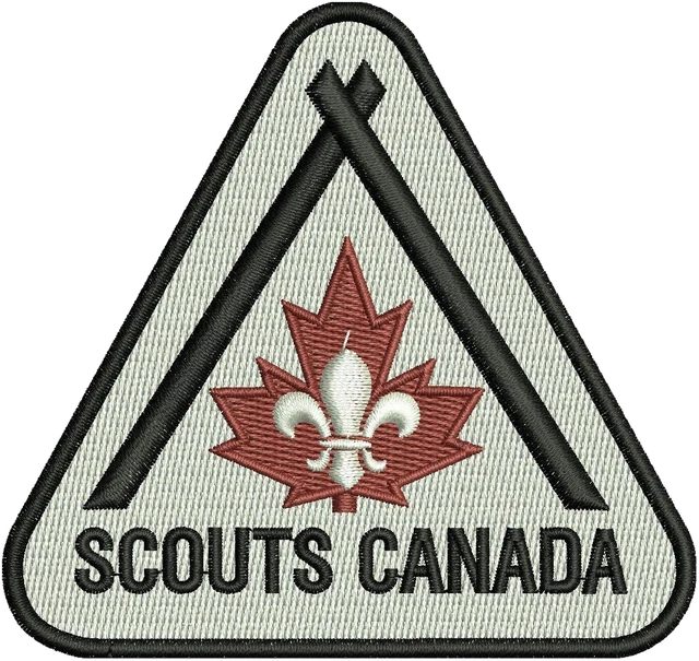 Scouts Canada Triangle Emblem Embroidery Design embroidery design shown stitched on fabric