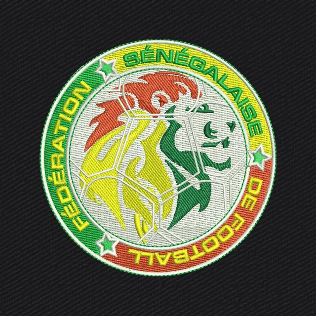 Senegal Fußballverband rundes Löwenwappen Stickdatei