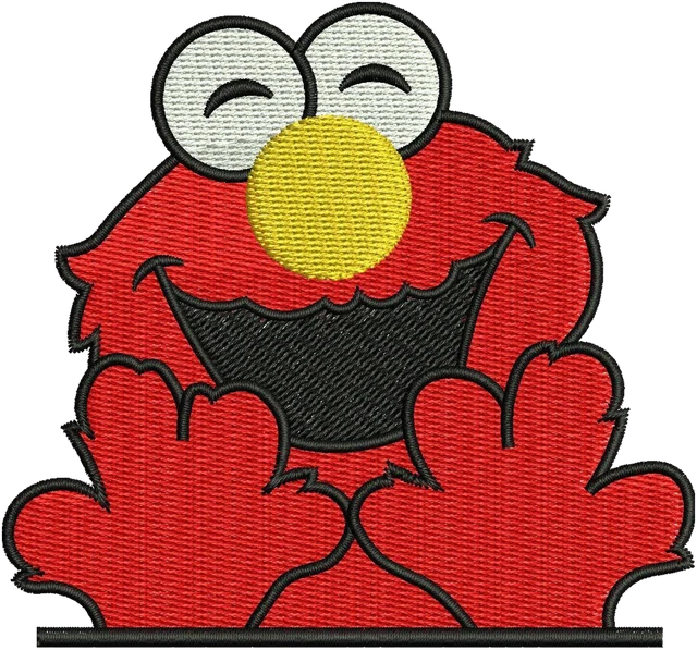 Sesame Street Elmo Embroidery Design embroidery design shown stitched on fabric